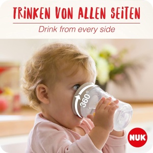 Cupa de invatare NUK Magic Cup cu capac de silicon, 360, BPA-free, alba - Img 3