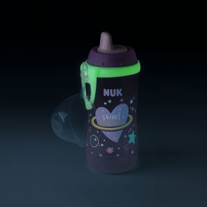 Cupa pentru copii NUK Kiddy Cup 300 ml, lila, rezistenta la muscaturi, iluminare nocturna - Img 5