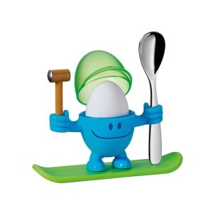 Cupa pentru oua WMF McEgg cu lingura, plastic, inox Cromargan, albastra - Img 2