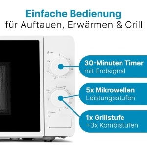 Cuptor cu microunde Clatronic MWG 792, 20L, 800W grill, alb - Img 4