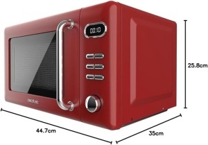 Cuptor cu microunde digital Cecotec Proclean 5110 Retro, 20L, 700W, cu 5 niveluri și grill - cronometru de 60 de minute - 8 programe și mod de dezghețare - roșu vintage - Img 3