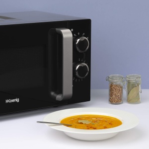 Cuptor cu microunde H.Koenig VIO8 20L negru, design compact, puternic 700 W, placa turnanta 24,5 cm, multifunctional 5 setari de caldura, functie de dezghetare, cronometru de pana la 30 min. - Img 7