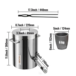 Cuptor de topire VEVOR JHRJD06KG01A, 6 kg, inox, temperatura maxima 1482 - Img 8