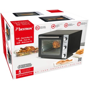 Cuptor electric compact Bestron AOV45 45L 1800W cu rotisor Negru - Img 7