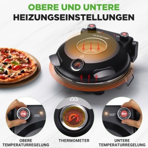 Cuptor electric pentru pizza NutriChef, 1200W, 30cm, negru - Img 5