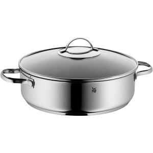 Cuptor olandez WMF 28cm inductie, caserola cu capac 5l, acoperit cu otel inoxidabil Cromargan, se poate folosi pentru cuptor, margine inalta