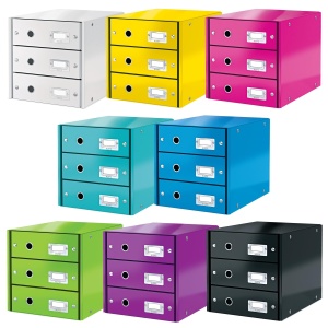 Cutie de birou Leitz Click Store 3 sertare A4, culoare Eisblau - Img 3