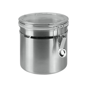 Cutie de depozitare Metaltex 1L Inox cu capac transparent