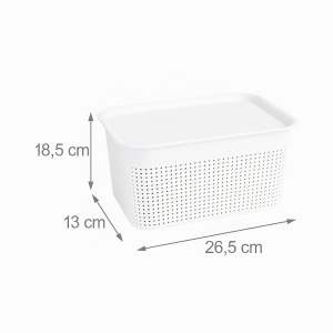 Cutie de depozitare Relaxdays 6 bucati, 5 L, alba, cu capac, 13x26,5x19 cm - Img 4