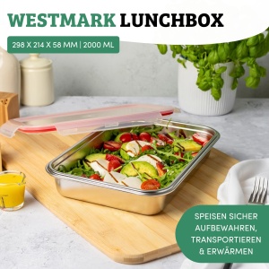 Cutie de depozitare Westmark Lunchbox din otel inoxidabil 2000 ml, rezistenta la scurgeri - Img 2
