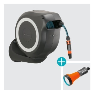 Cutie de furtun de perete Gardena RollUp M 20 m: Irigare flexibila pentru gradini de dimensiuni medii, tambur de furtun pivotant, cu suport de perete, piese de sistem si pulverizator incl. furtun Gardena de 20 m (18612-20) - Img 6