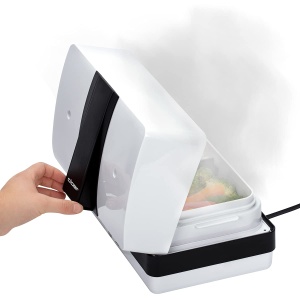 Cutie de meniu Cloer 800MBX Cutie de pranz electrica pentru reincalzirea alimentelor incl 1,2 L, tava si ceasca de masurare Suport detasabil Placa de gatit din otel inoxidabil, Seturi de cutii de pranz combinabile, alb, 1,2 litri - Img 5