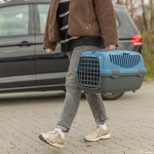 Cutie de transport pentru animale Trixie Capri 39832, 40x38x61 cm, gri deschisalbastru inchis - Img 2