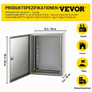 Cutie electrica VEVOR SPT, 50 x 40 x 20 cm, IP66, din otel carbon, cu montaj usor - Img 8