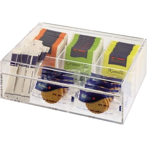Cutie pentru Ceai APS 11563, 3 Compartimente, 22 x 17 cm, Acril
