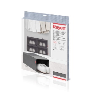 Cutie pentru incaltaminte Rayen, 2 bucati, cu fermoar si fereastra din plasa, dimensiuni 23 x 34 x 16 cm