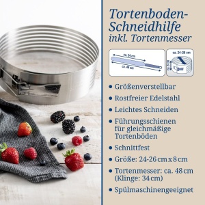 Cutie pentru taiat torturi Dr. Oetker, inox, 26-28 cm, cu cutit inclus - Img 3