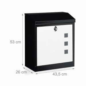 Cutie Postala Mare Relaxdays, Metal, 53 x 43,5 x 26 cm, Negru-Alb, Cu Lacat - Img 4