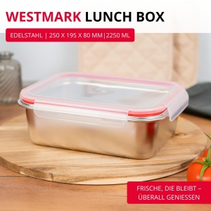 Cutie pranz Westmark din otel inoxidabil 2250 ml argintiu rezistenta la scurgeri BPA-free - Img 2