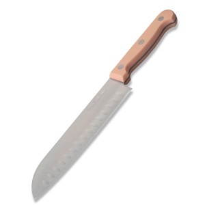 Cutit Santoku Fackelmann 30 cm, lama inox 18 cm, maner ergonomic apricot