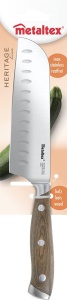 Cutit Santoku Metaltex Heritage, lama 14 cm, otel inoxidabil, maner din lemn - Img 2