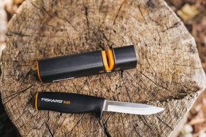 Cutit universal Fiskars K40 225 cm lama otel inoxidabil maner ergonomic negruportocaliu - Img 5