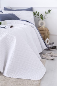 Cuvertura de pat Todocama pique matlasat fin pentru primavara, vara, toamna si iarna 100% plapuma multifunctionala din microfibra extra moale 105-200x260 cm alb - Img 7