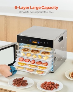 Dehydrator VEVOR H6-C001, 400 W, 6 tavi din otel inoxidabil, temperatura ajustabila - Img 2