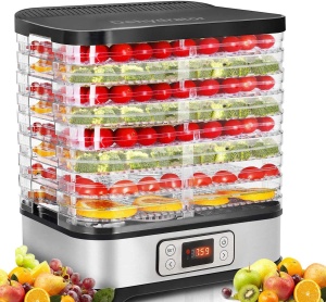 Deshidratator de deshidratare COOCHEER Deshidratator cu control al temperaturii, deshidratator detasabil pe 8 niveluri, control al temperaturii 35-70degC pentru carne, carne, fructe, legume si nuci, 400W, fara BPA