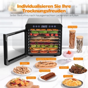 Deshidratator din otel inoxidabil YASHE cu control digital temperatura de pana la 75degC temporizator de pana la 48 de ore deshidratator cu 9 tavi pen - Img 4