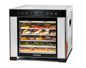 Deshidrator alimente Rommelsbacher DA 950 6 tavi inox temperatura reglabila 35-75degC functie pastrare cald