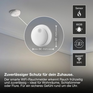 Detector de fum OSRAM SMART WiFi, IP20, 86 mm, alb - Img 2