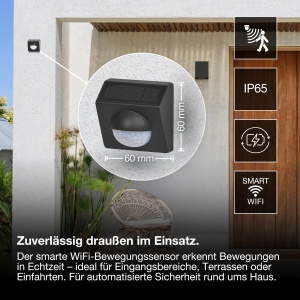 Detector de miscare OSRAM SMART WIFI pentru exterior, IP65, cu solar, antracit - Img 3