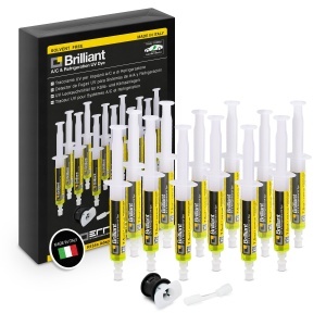 Detector UV pentru scurgeri de agent frigorific ERRECOM Brilliant - 12 x 7,5 ml, cu adaptor R134a