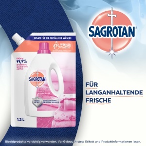 Detergent de rufe Sagrotan Wasche-Hygienespuler Sensitiv, 5 x 1,2 l, Fara parfum - Img 3