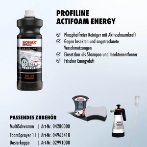 Detergent pentru auto SONAX PROFILINE ActiFoam Energy 1L - Concentrat, pH-neutru - Img 3