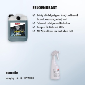 Detergent pentru jante SONAX FelgenBeast 5 Litri - Eficient si prietenos cu materialele - Img 3