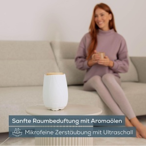 Difuzor Aroma Beurer LA 45 Ultrasunete Lumina LED 9 Culori Timer Design Ceramic si Lemn - Img 2