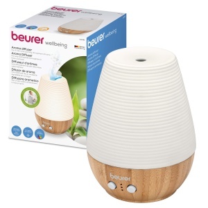 Difuzor de arome Beurer LA 40, 180 ml, din bambus si portelan, cu lumina ambientala