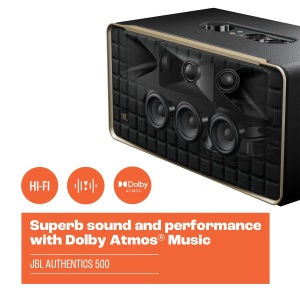 Difuzor inteligent de inalta fidelitate JBL Authentics 500 - Cutie Bluetooth cu design retro din anii '70 - Cu Google Assistant, Alexa, AirPlay si aplicatia JBL One - Negru - Img 7
