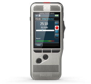 Diktare Digitala Philips Pocket Memo DPM7200, 2 Microfoane, Display Color, Inox