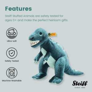 Dinozaur de plus Steiff Thaisen T-Rex 35 cm, Petrol si Turcoaz - Img 6