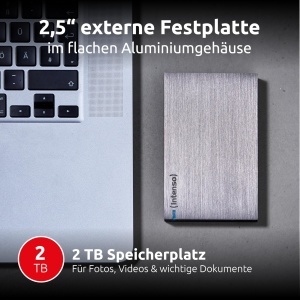 Discul dur extern Intenso Memory Board 2TB, USB 3.0, aluminiu, portabil - Img 2