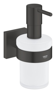 Dispenser de sapun GROHE Start Cube, 160ml, negru, montare fara gauri