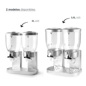 Dispenser dublu Lacor 62596 pentru cereale si alimente uscate 2 x 2 litri gri BPA-free - Img 6