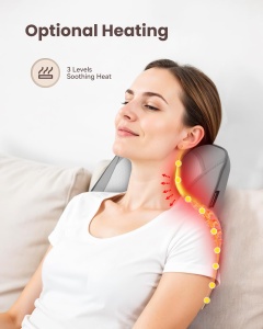 Dispozitiv de Masaj Comfier Shiatsu, Nackenmassagegerat cu Calorifer, 8 Noduri de Masaj, Gri - Img 4