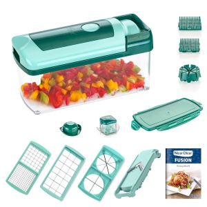 Dispozitiv de taiere Genius Nicer Dicer Fusion, 13 piese, smarald, 2500 ml