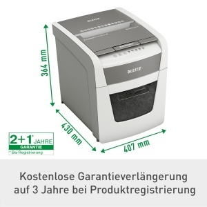 Distrugator de documente Leitz IQ Autofeed 80350000 50 coli P4 20L alb operare silentioasa - Img 5