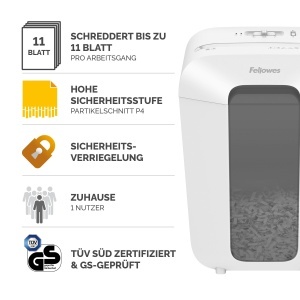 Distrugator documente Fellowes Powershred LX70 11 coli Particule 4x40 mm Cos 18L Siguranta P4 - Img 2