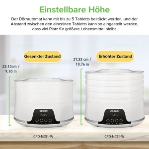 Dorrautomat Cosori, 5 Tava, 350W, Alb, BPA-free - Img 8